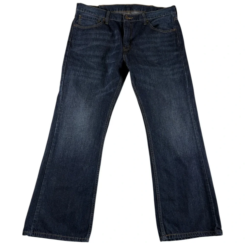 Levi's 527 Slim‎ Bootcut Jeans Mens 38x30 Blue Whiskering Denim Mid Rise Casual